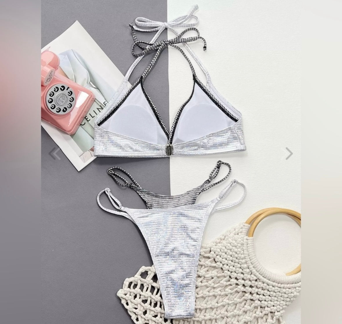 Solid Glitter Bikini Sets...Color: Silver