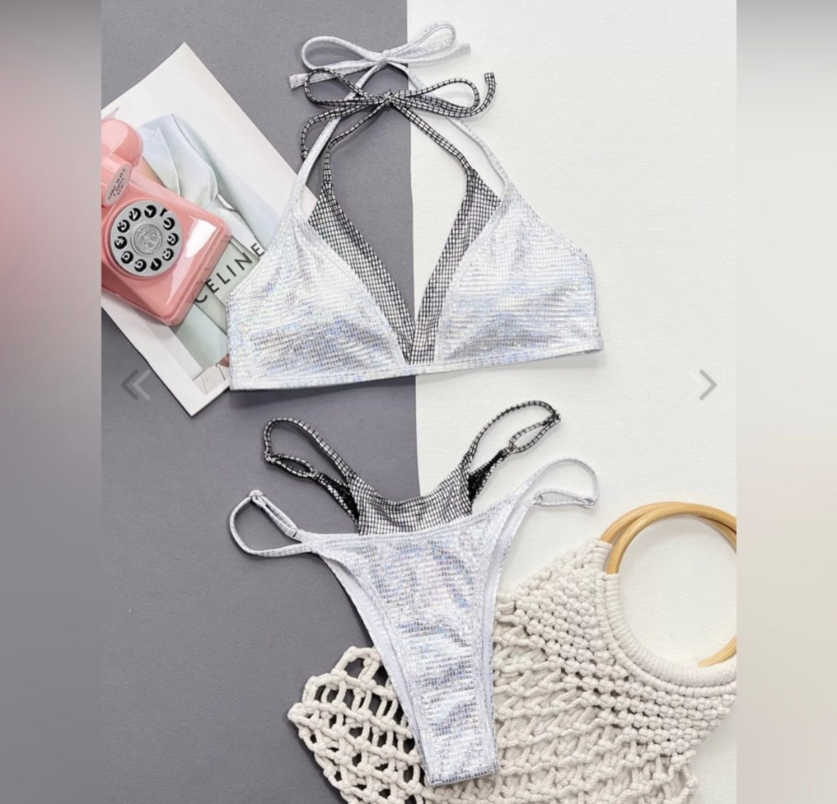 Solid Glitter Bikini Sets...Color: Silver