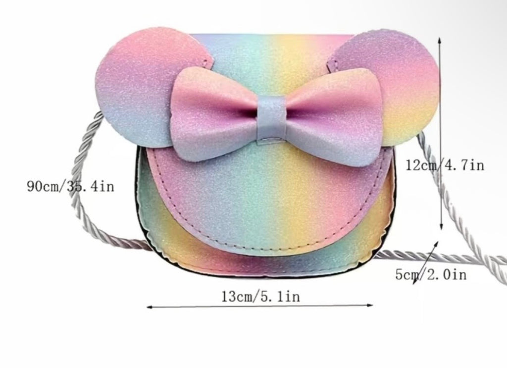Girls Rainbow
Glitter Shoulder Purse| Mouse Ears & Bow
Mini Handbag