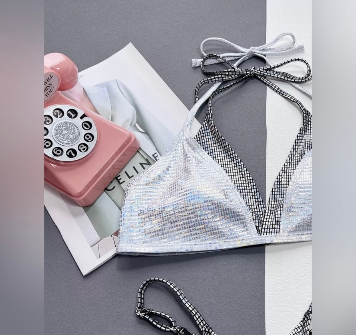 Solid Glitter Bikini Sets...Color: Silver