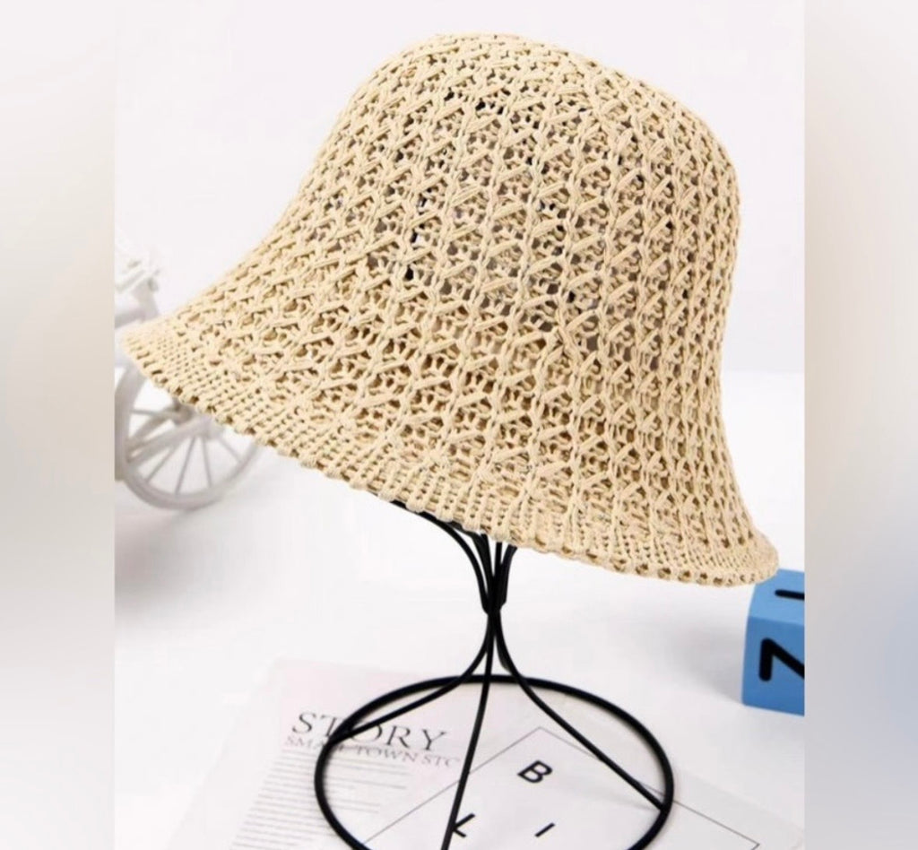 Woven Straw Crochet Bucket Hat in Multiple Colors